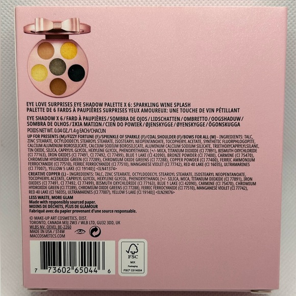 M.A.C. EYE LOVE SURPRISES EYE SHADOW PALETTE X 6 LMT ED SPARKLING WINE SPLASH - Picture 7 of 7